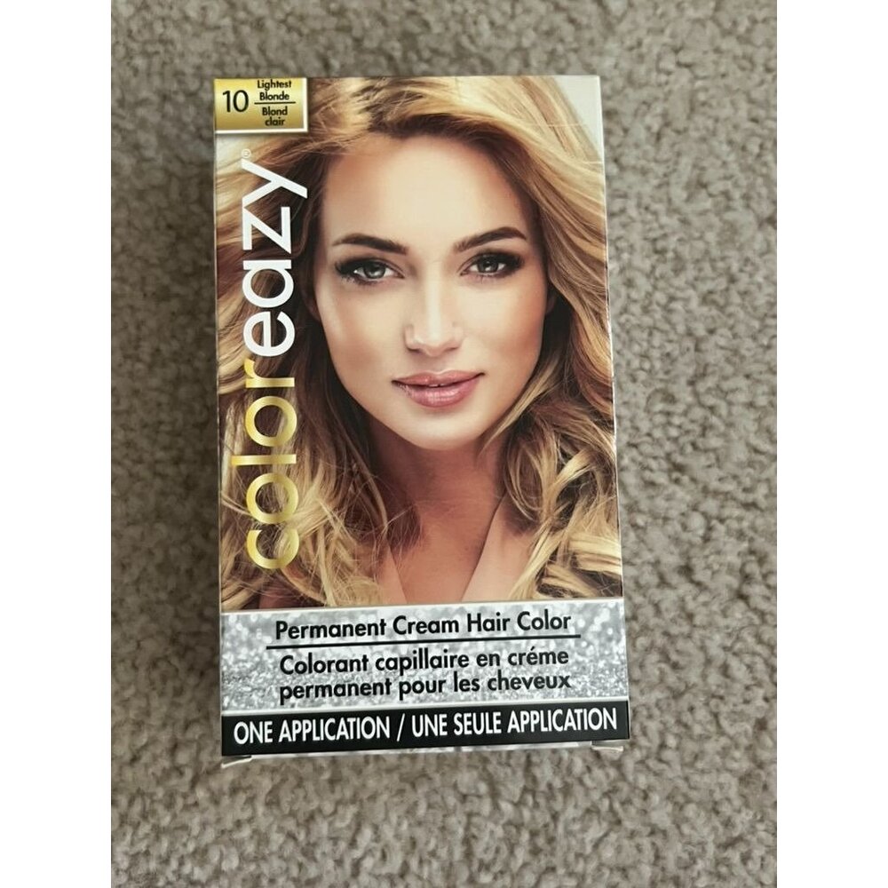 Coloreazy Permanent Cream Hair Color 10 Lightest Blonde Blond Clair One Applicat